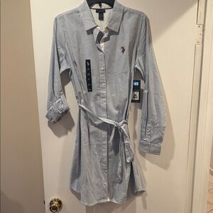 U.S. Polo Assn. Blue Striped Shirt Dress